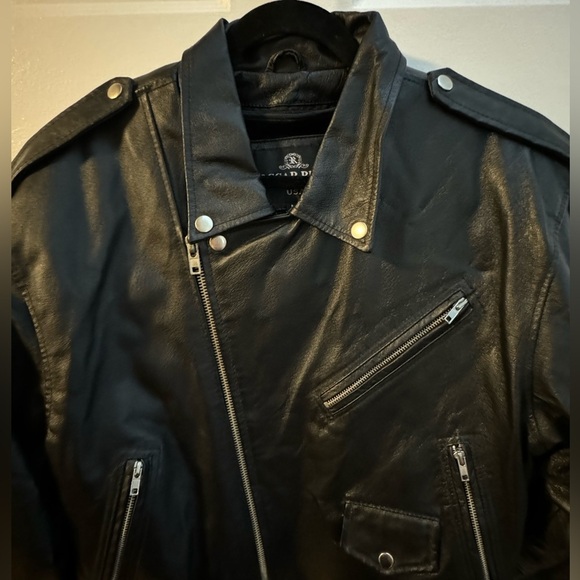 Leather Biker Moto Jacket Custom Embroidered Eagle Motorcycle Lined Medium - Picture 9 of 16